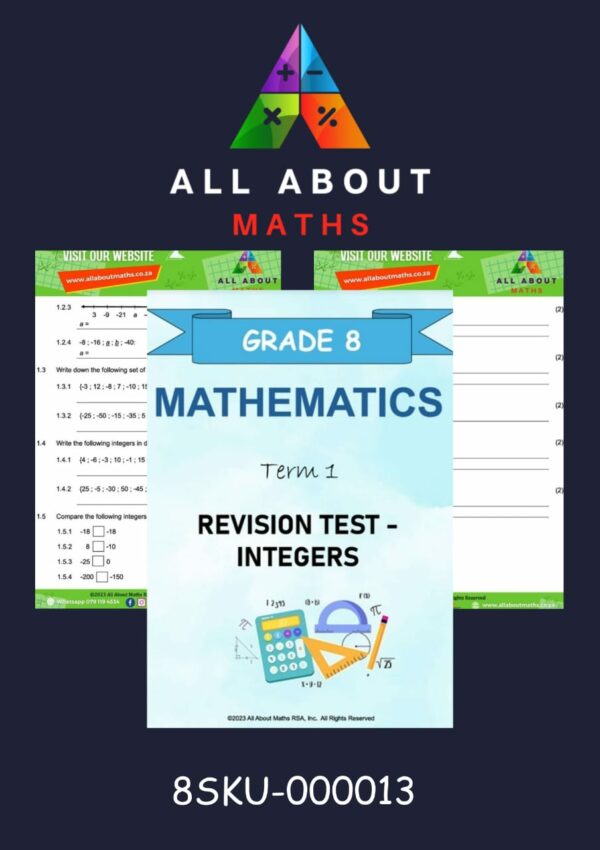 GRADE 8 - REVISION TEST:  INTEGERS