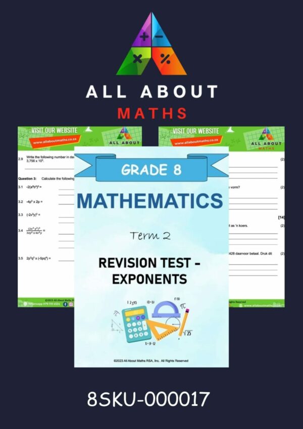 GRADE 8 - REVISION TEST:  EXPONENTS