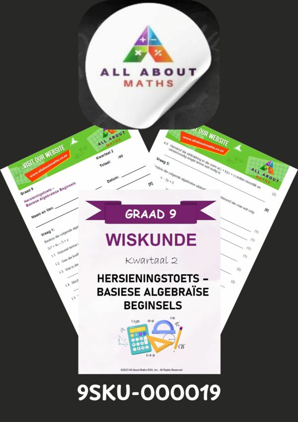 Graad 9 Kwartaal 2 Hersieningstoets – Basiese Algebraïese Beginsels