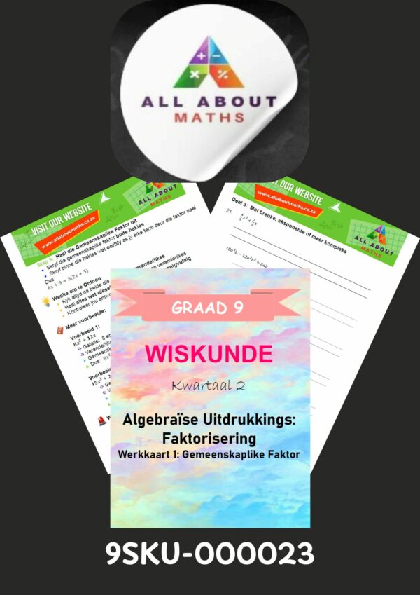 Graad 9 Wiskunde Werkkaart – Faktorisering: Gemeenskaplike Faktor