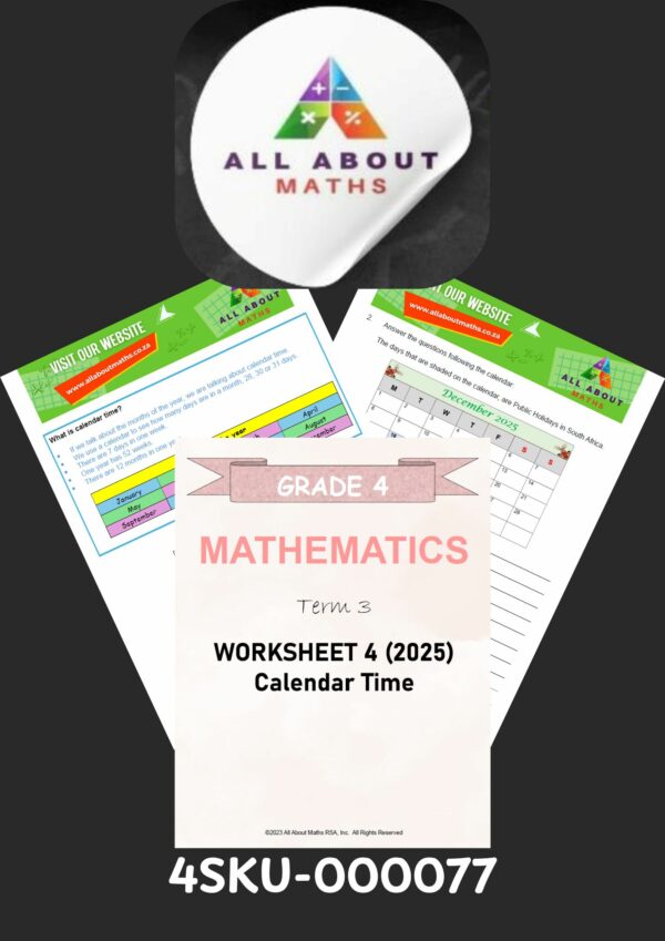 Grade 4 Worksheet: Calendar Time – Term 3